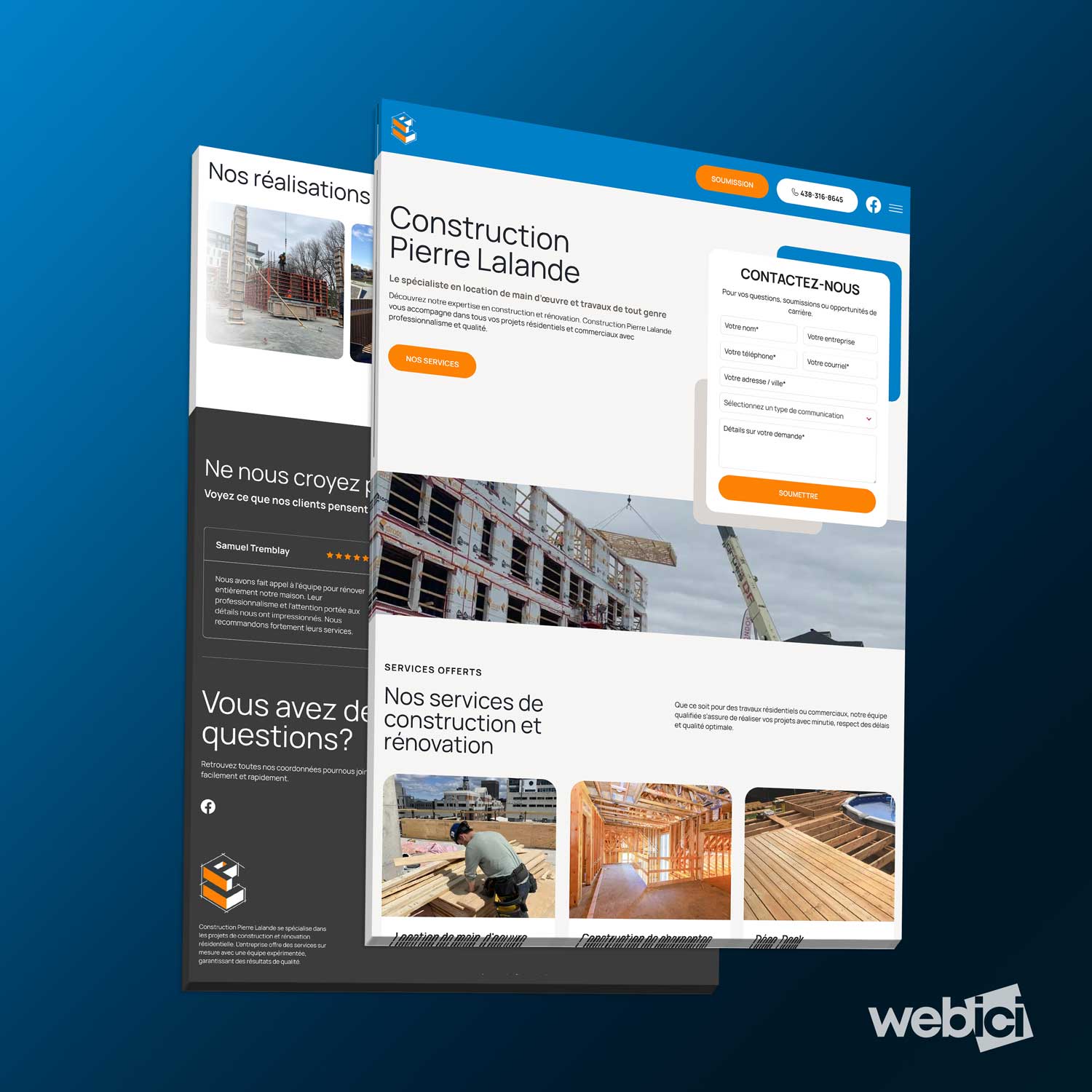 Site web réalisé par Webici — Construction Pierre Lalande