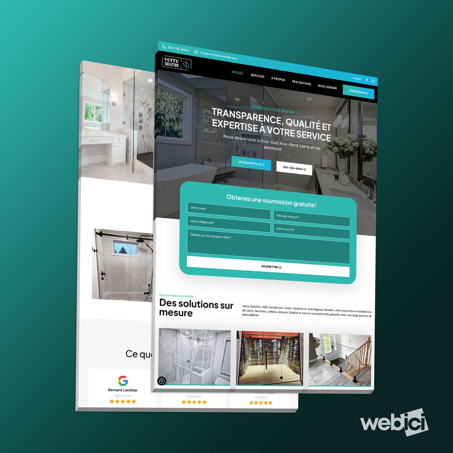 Site web réalisé par Webici — Verre Solution D&B