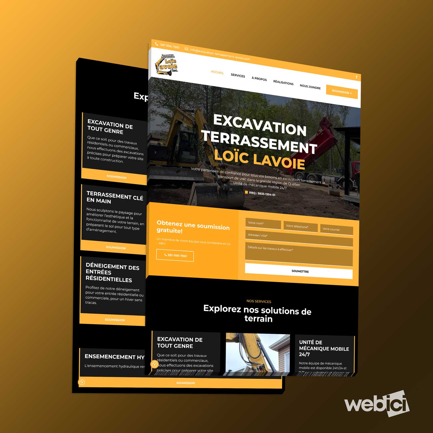 Site web réalisé par Webici — Excavation Terrassement Lavoie